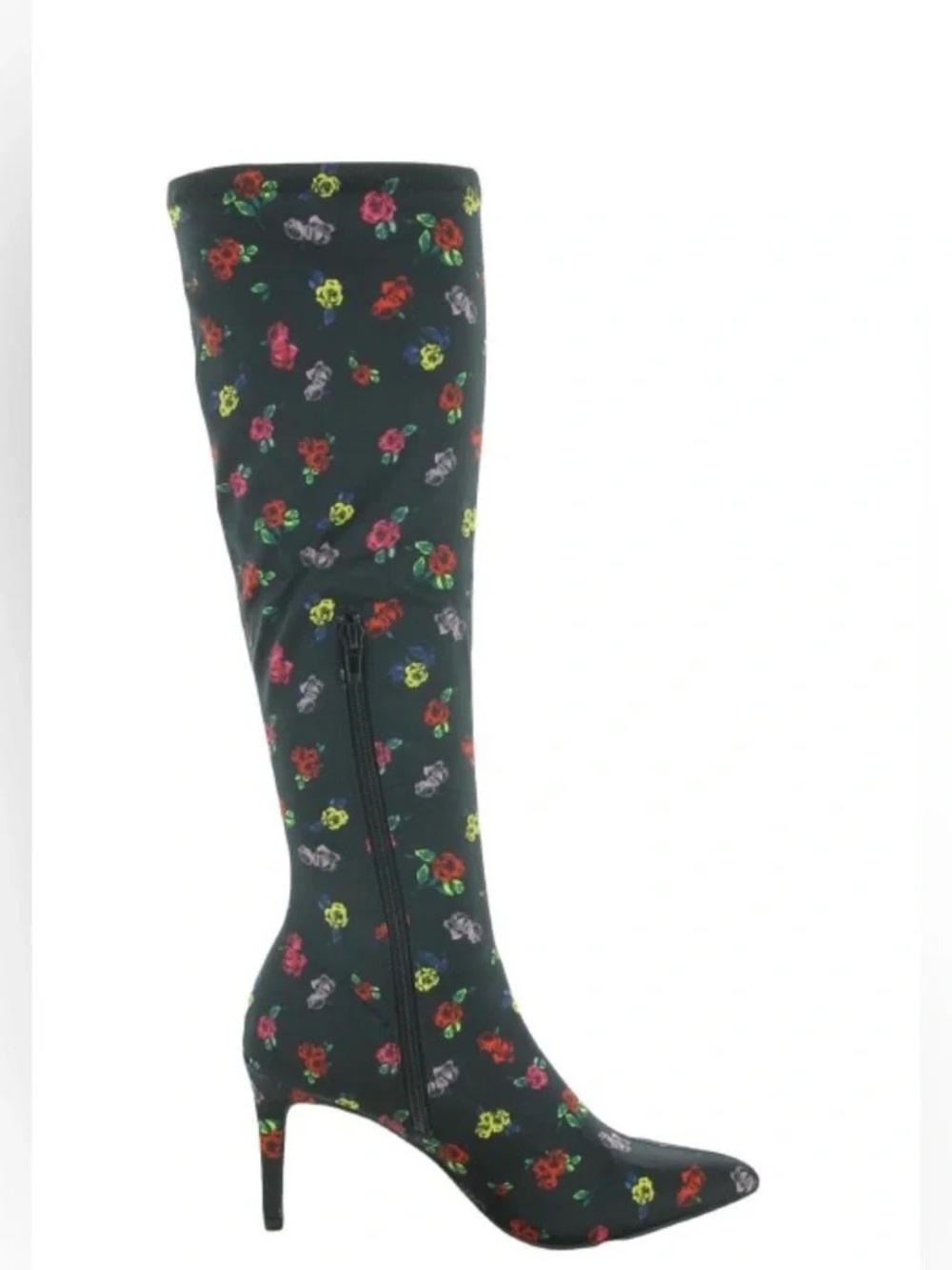 Betsey Johnson Black Over-the-Knee Floral Stiletto Boots